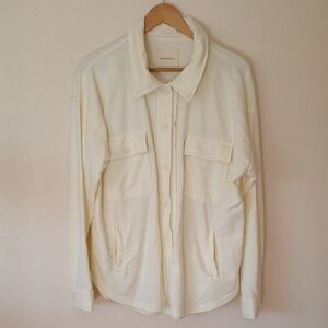 Thread & Supply Cyrus Shacket Yellow Cream Button Up With Pockets